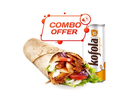 Menu55 - Dürüm kebab v tortille + Kofola Original